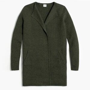 J.Crew Factory Vanessa Sweater Jacket Cardigan Knit Cotton Dark Green Small
